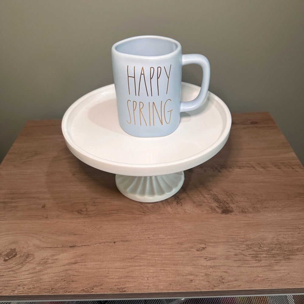 Happy Spring Mug Blue with Gold Script